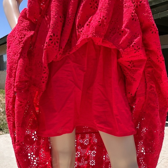 Charter Club Tie Sleeve 100% Cotton Eyelet Tiered Midi Sundress Lined Women PS - Picture 9 of 12